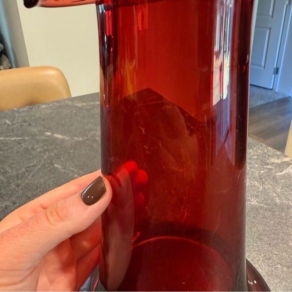 Egermann vintage ruby red glass vase 10” + sticker Czech Republic - Picture 7 of 11